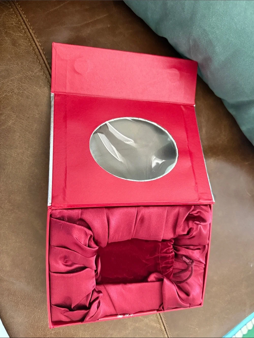 NWT Waterford Crystal Clear Ornament with Red Accents and Velvet Pouch
