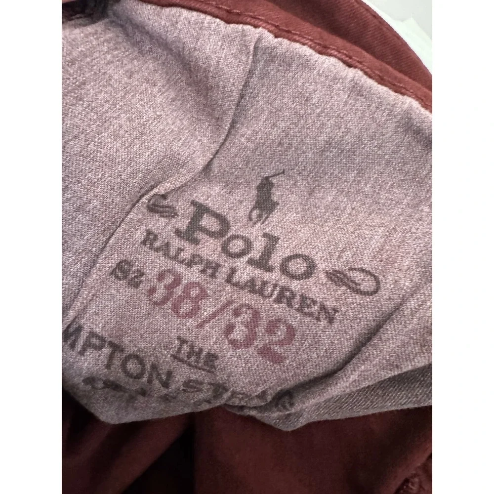 Polo Ralph Lauren Hampton Straight Mens 38x32 Burgundy Garment Dyed Jeans