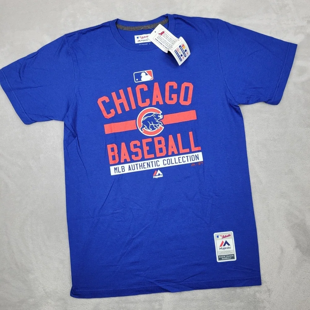 Chicago Cubs Shirt Men Medium Baseball Team Crewneck Ring Spun Triple Peak Adult