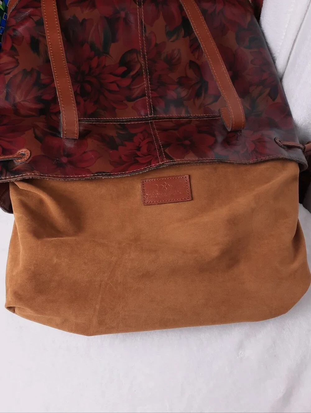 Patricia Nash Peruvian Painting Whitney Leather Tote Drawstring Bag