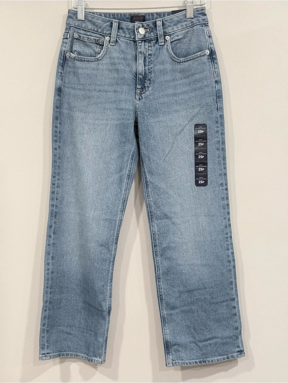 J. Crew Blue Curvy Mid-Rise Straight Jeans 25P NWT