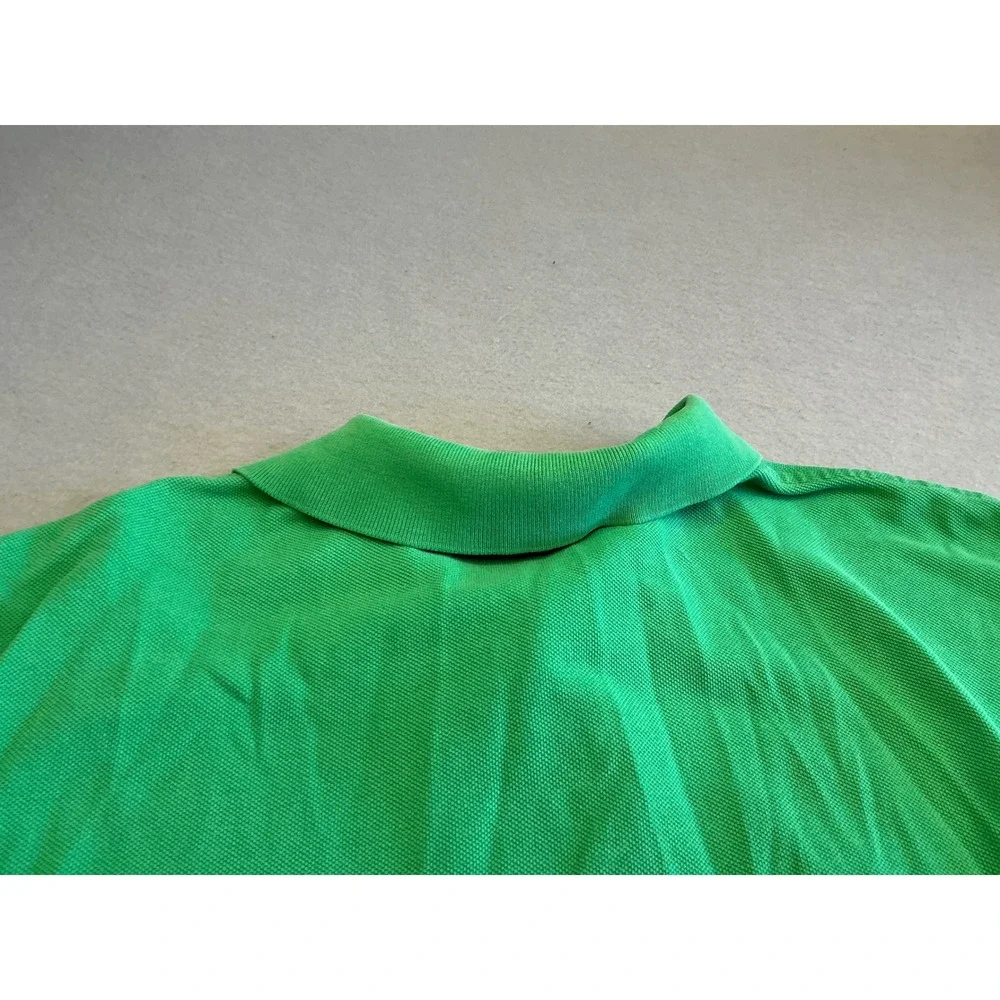 Polo Ralph Lauren Green Polo Shirt Custom Fit Purple Pony Size L Mens Pique