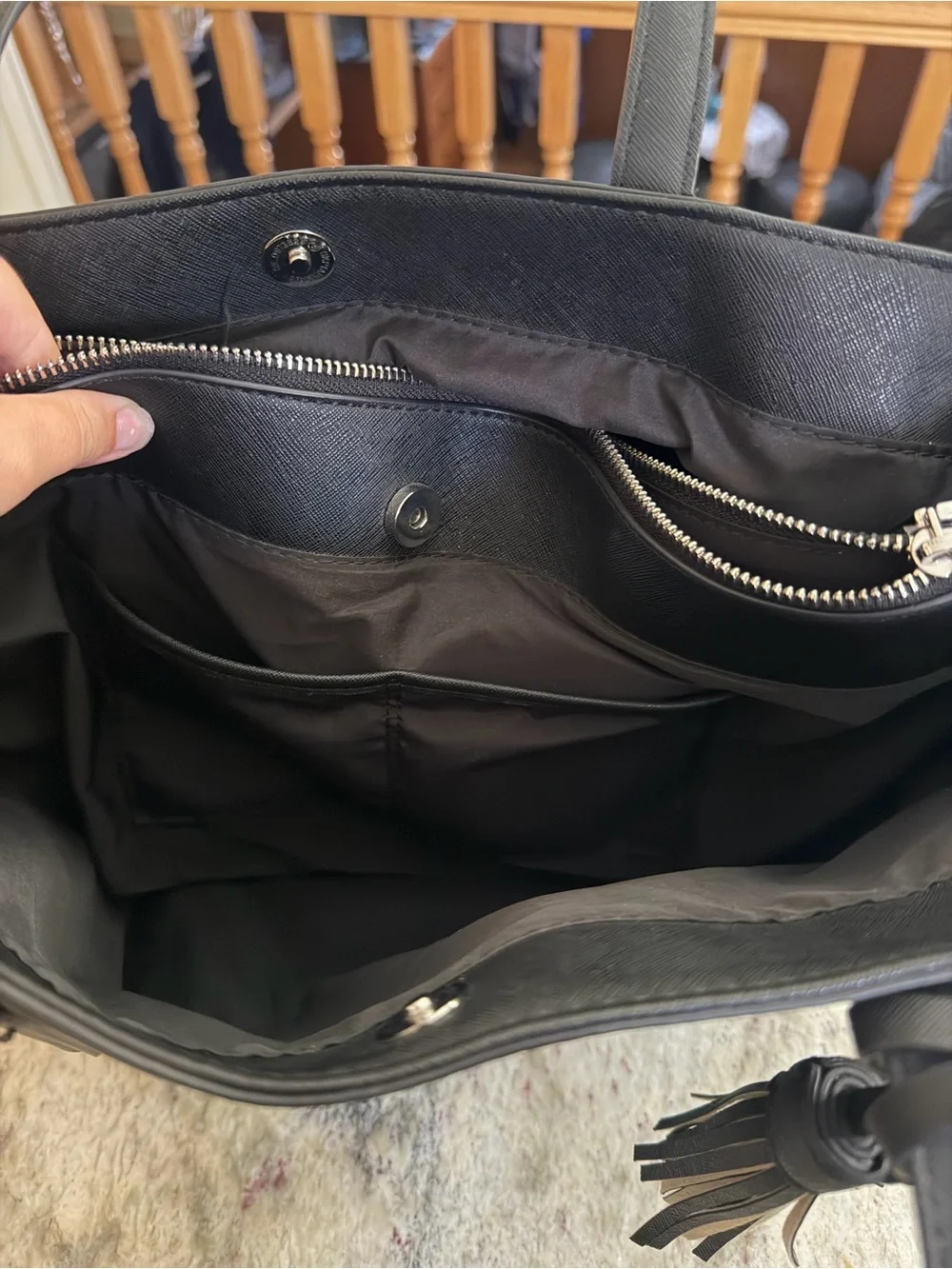 Nine West Black Farida laptop Tote with Tassel Accent