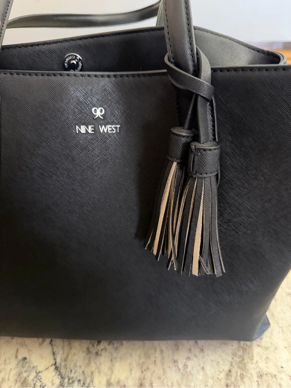 Nine West Black Farida laptop Tote with Tassel Accent