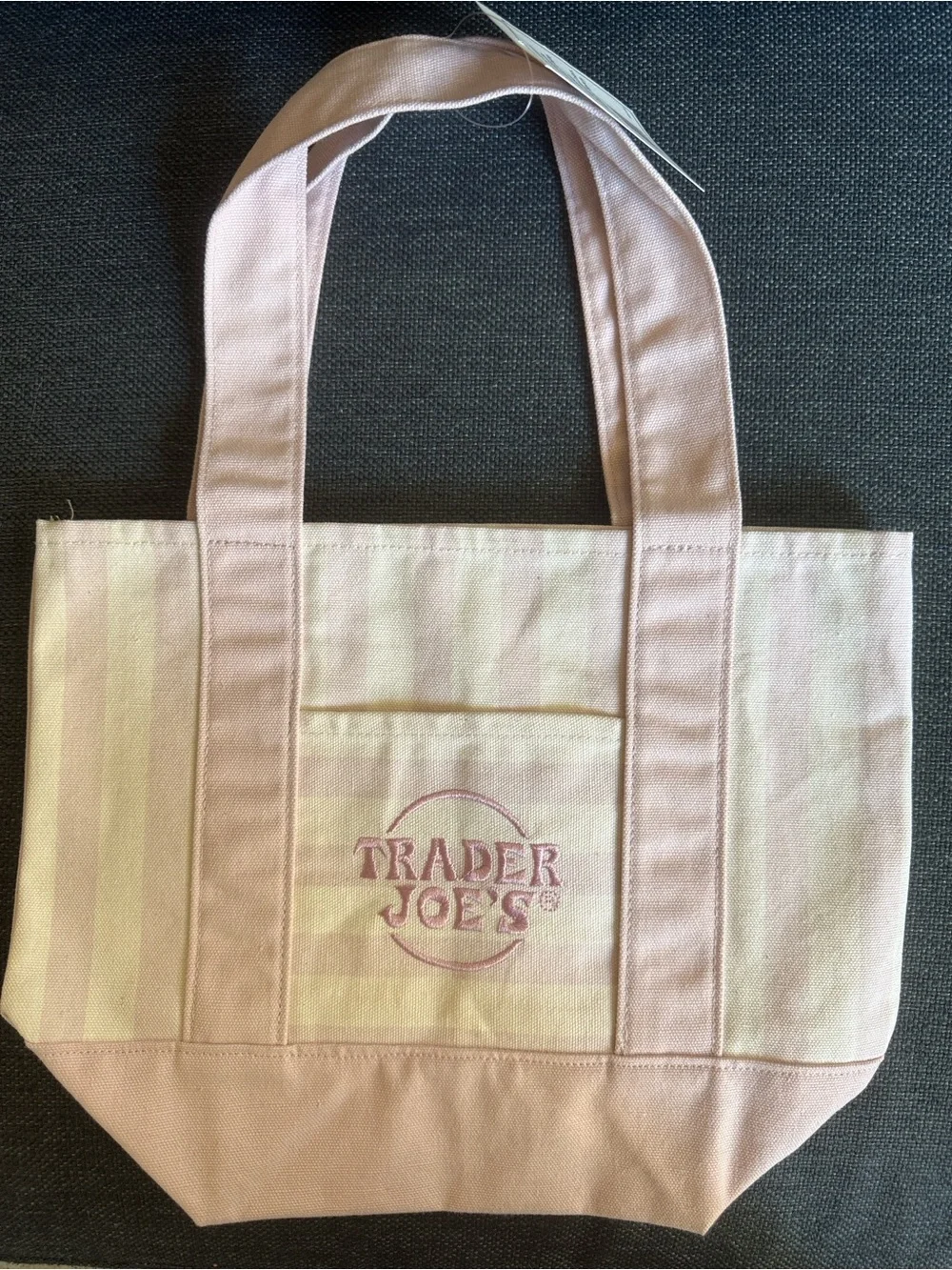 Trader Joe's mini Pink Striped Canvas Tote