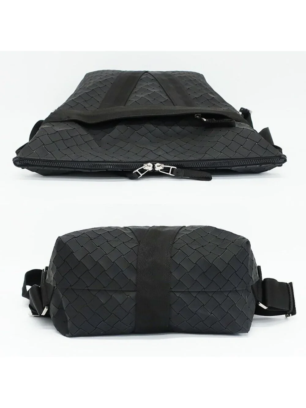 Bottega Veneta Ten New Lava Backpack Intrecciato Black Silver