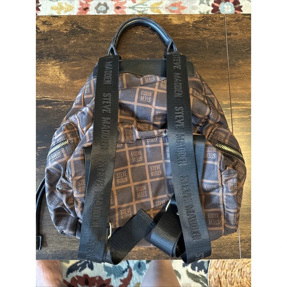 Steve Madden Dark Brown Nylon Backpack Adjustable Straps