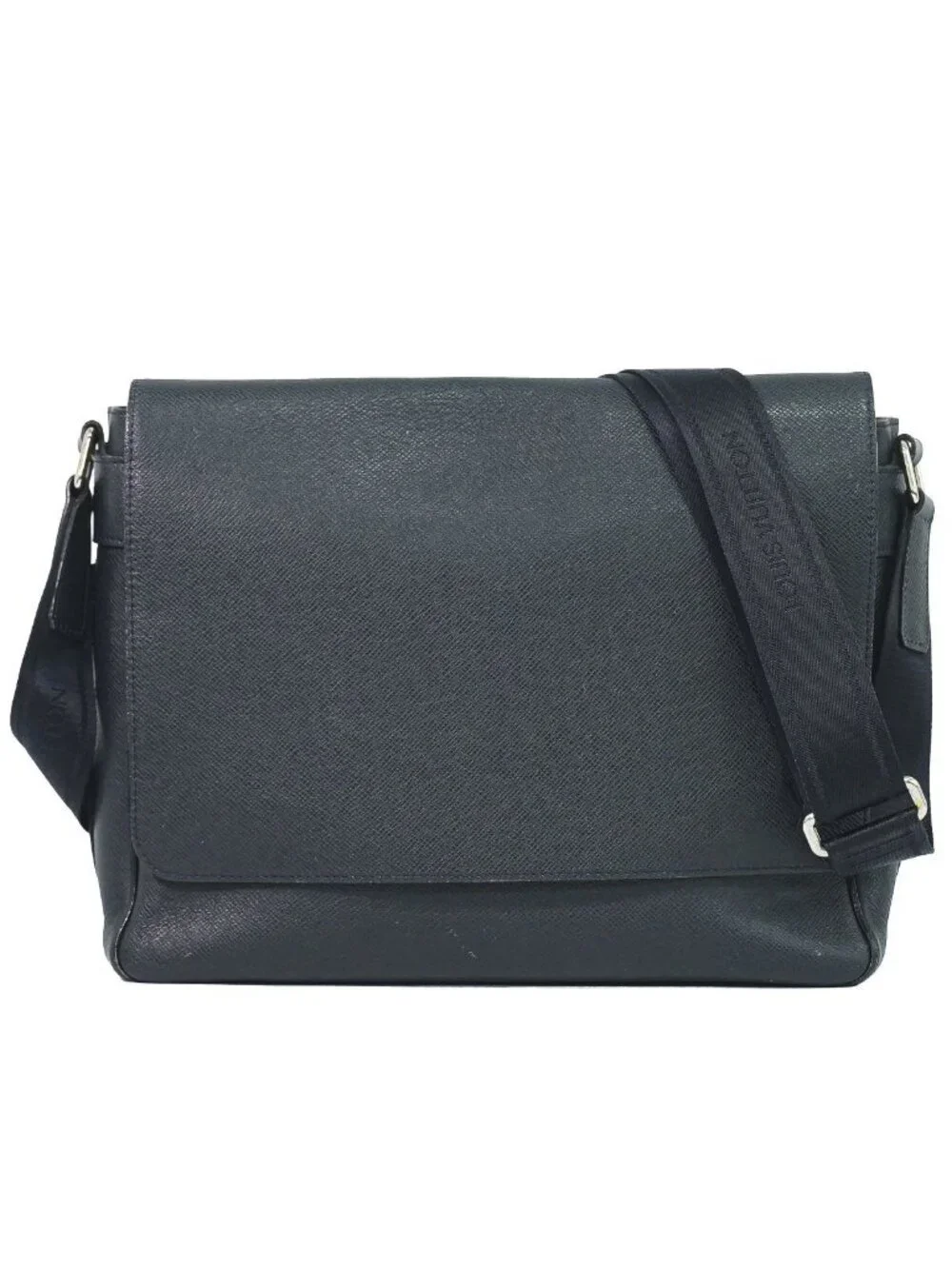 Louis Vuitton LV Roman MM Taiga Leather Shoulder Bag Boreal Dark Navy
