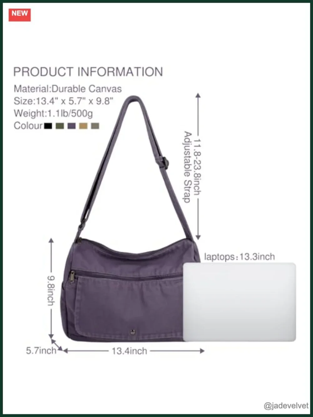 Large Canvas Messenger Bag Tote Crossbody Purse with Pockets