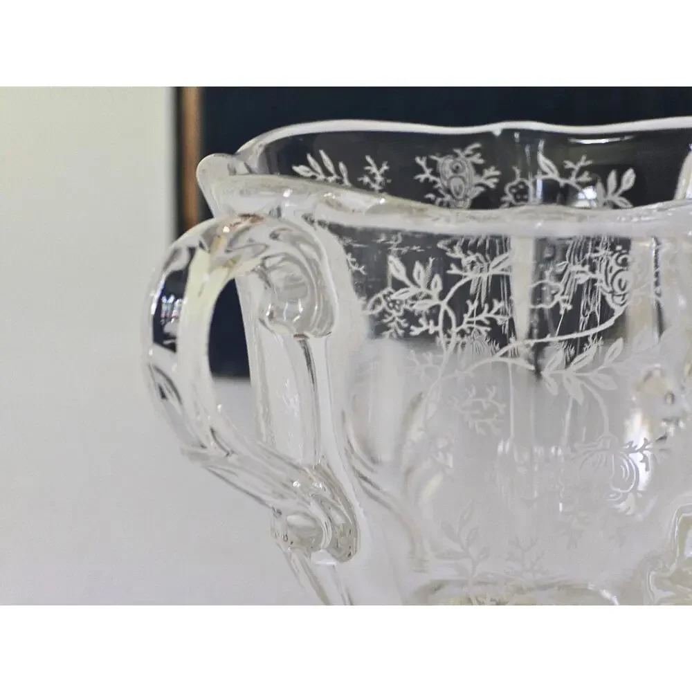 Vintage Creamer & Open Sugar Bowl in Fostoria Chintz Pattern, Pristine Condition