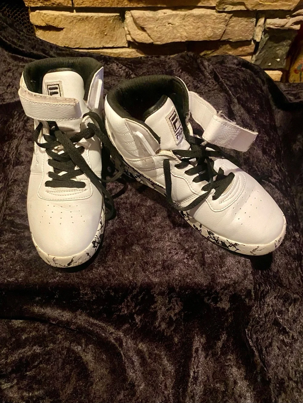 White High-Top Sneakers with Black Accents