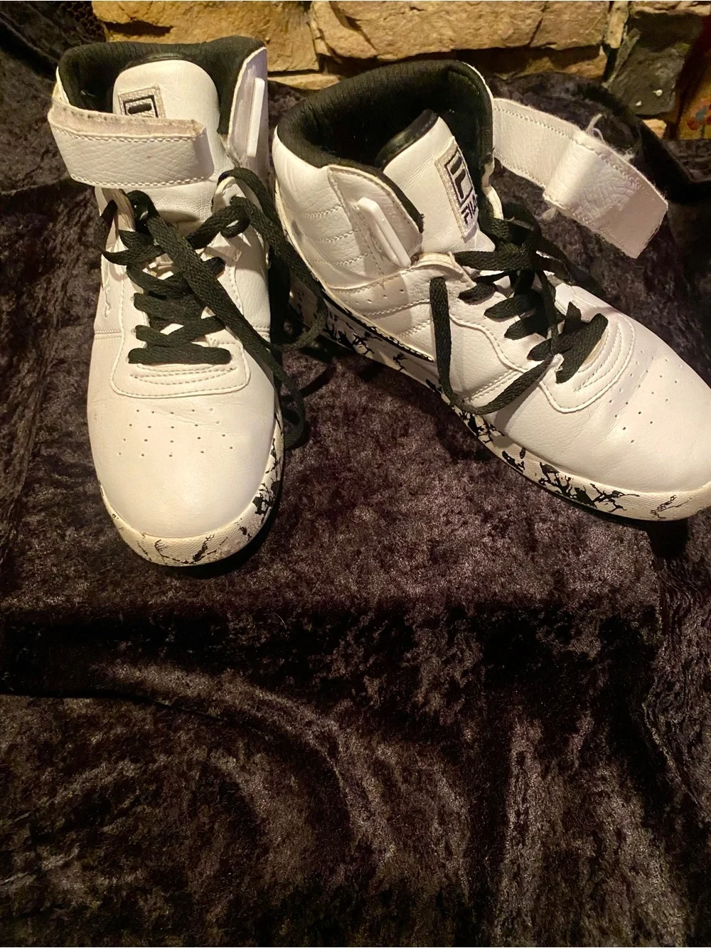 White High-Top Sneakers with Black Accents