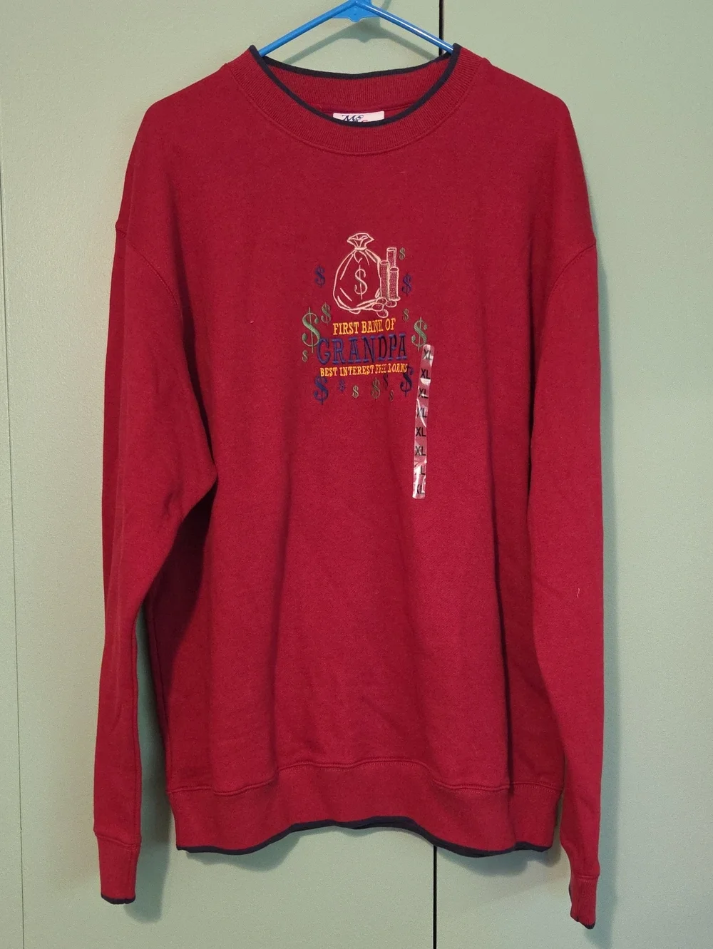 Nwt Red The Bank Of Grandpa Embroidered Crewneck Sweatshirt Size Xl
