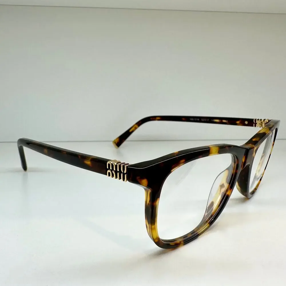 MIU MIU Womens Eyeglasses Brown Panto Square Honey Havana Full Rim Frames 52mm