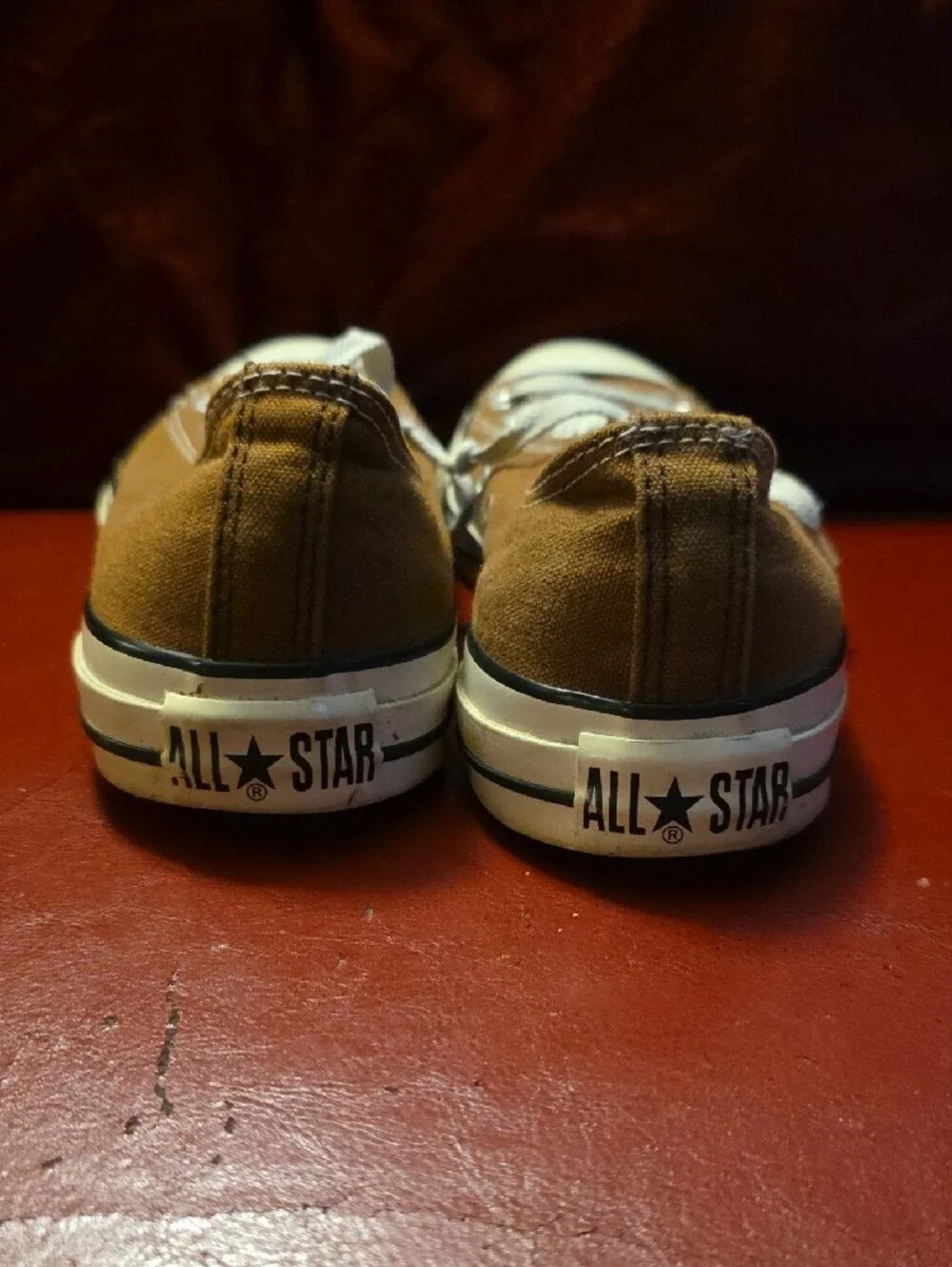 Converse Brown Low Top All Star Sneakers with White Accents Men's Size 8