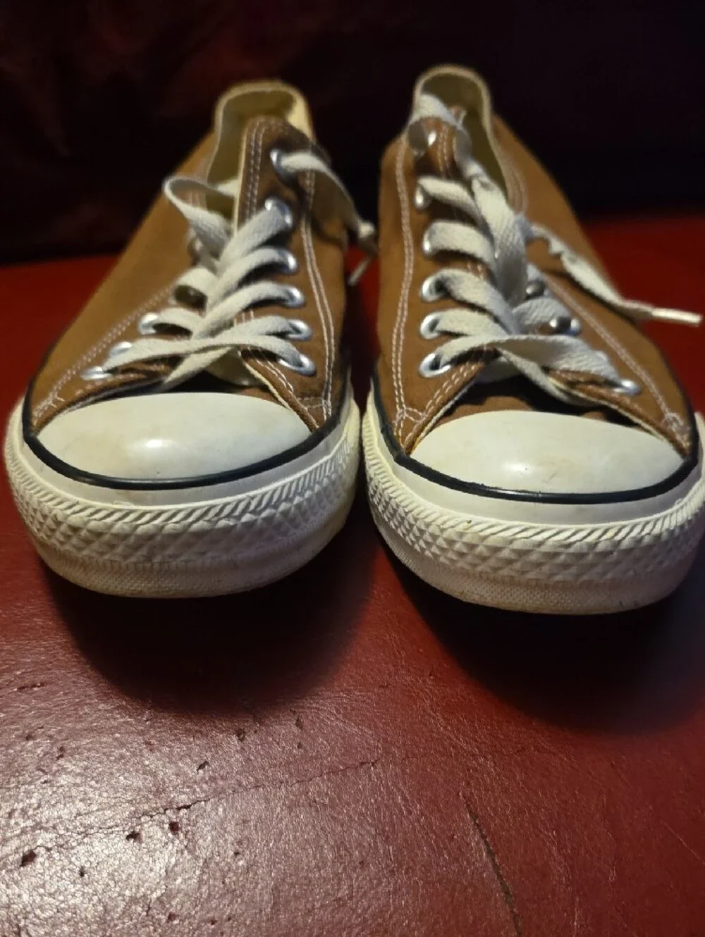 Converse Brown Low Top All Star Sneakers with White Accents Men's Size 8