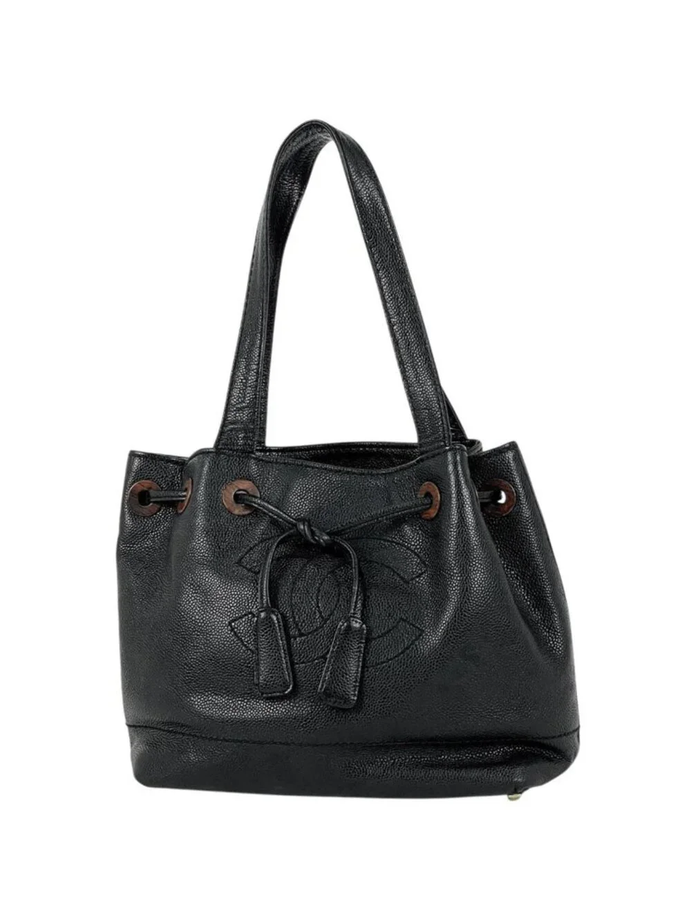 Chanel CC Logo Shoulder Bag Caviar Leather Black