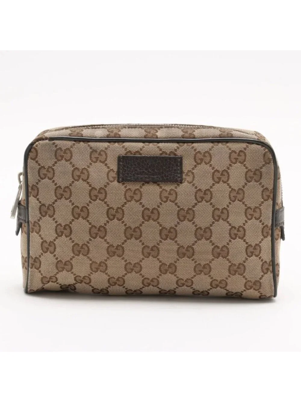 Gucci GG Canvas Leather 2-Way Belt Bag Crossbody Waist Pouch Shoulder Brown