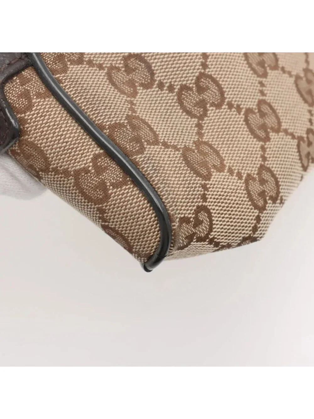 Gucci GG Canvas Leather 2-Way Belt Bag Crossbody Waist Pouch Shoulder Brown