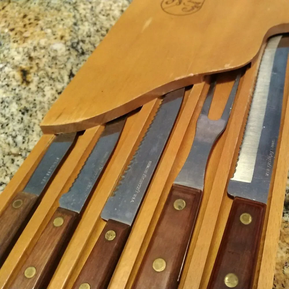 Forgecraft Olde Forge Wooden Knife set Made in the USA Set Of 5 Knives