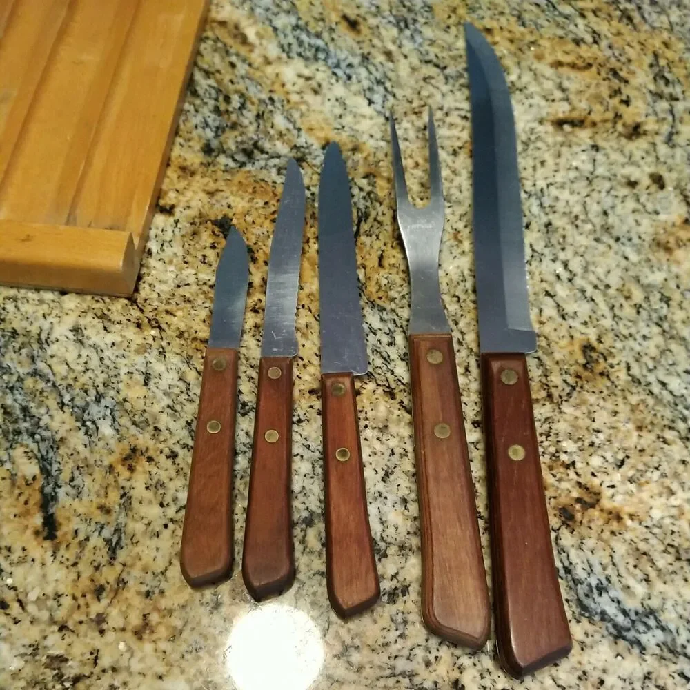 Forgecraft Olde Forge Wooden Knife set Made in the USA Set Of 5 Knives