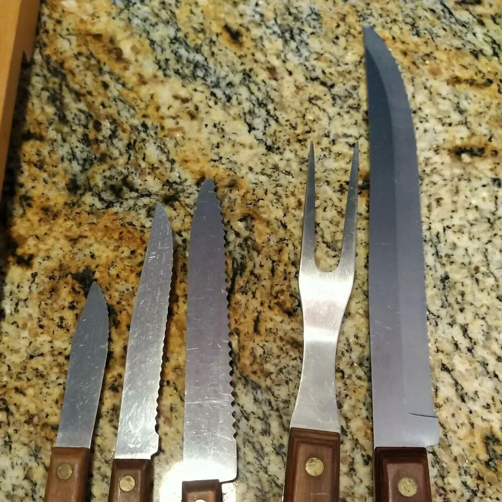 Forgecraft Olde Forge Wooden Knife set Made in the USA Set Of 5 Knives