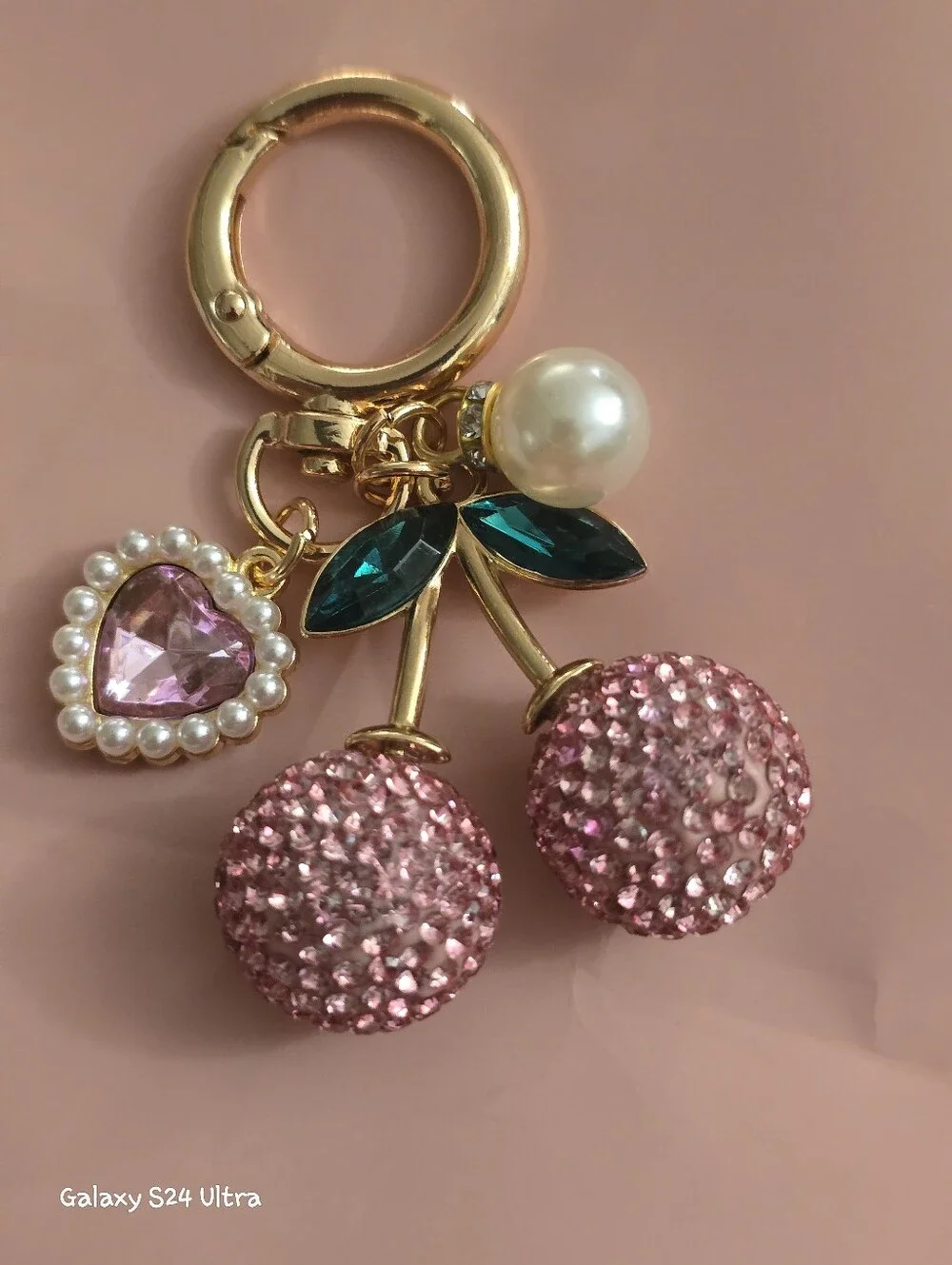 Cherry Heart Bag Charm/ Keychain NEW