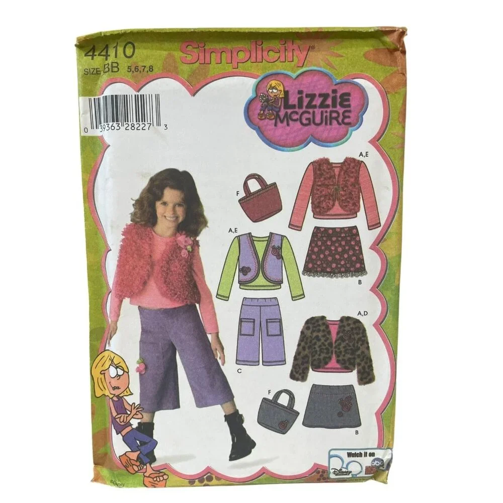 Simplicity 4410 Lizzie McGuire Girls Skirt Pants Vest Jacket‎ Size 5-8