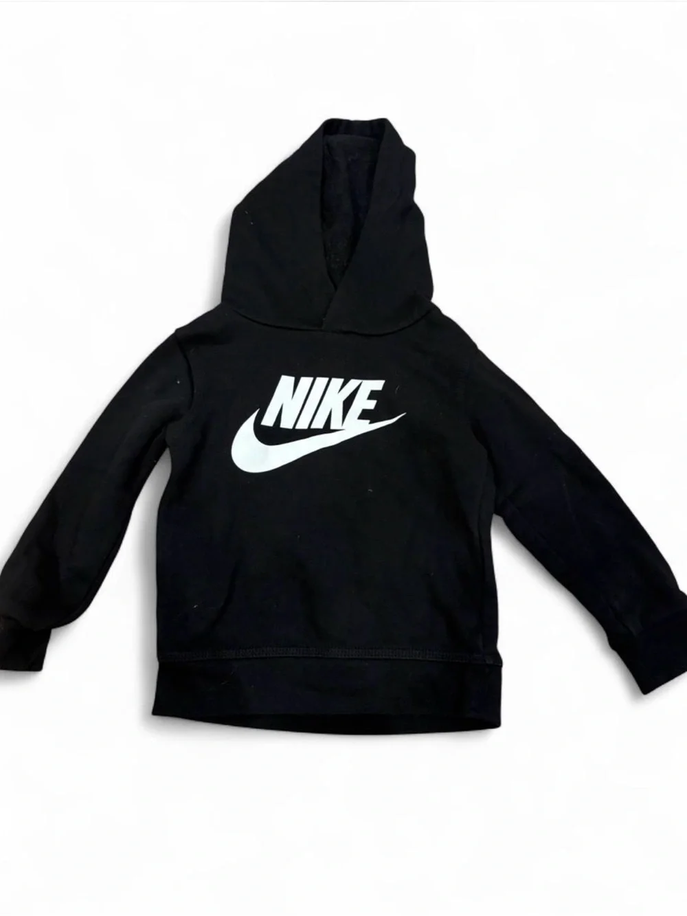 Nike Black Hoodie with White Swoosh Logo - Kids