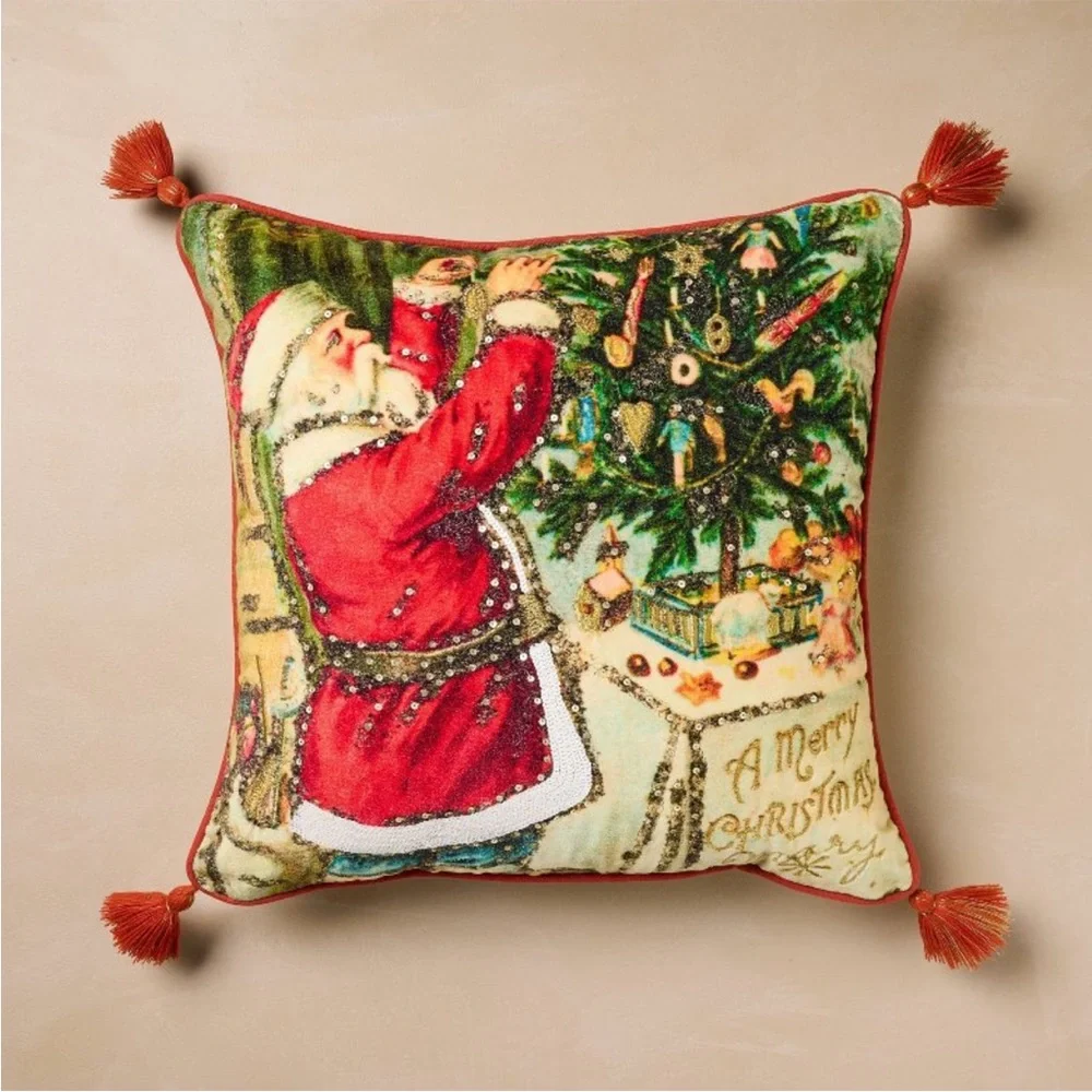 18”x18” Santa Christmas Pillow - John Derian for Target