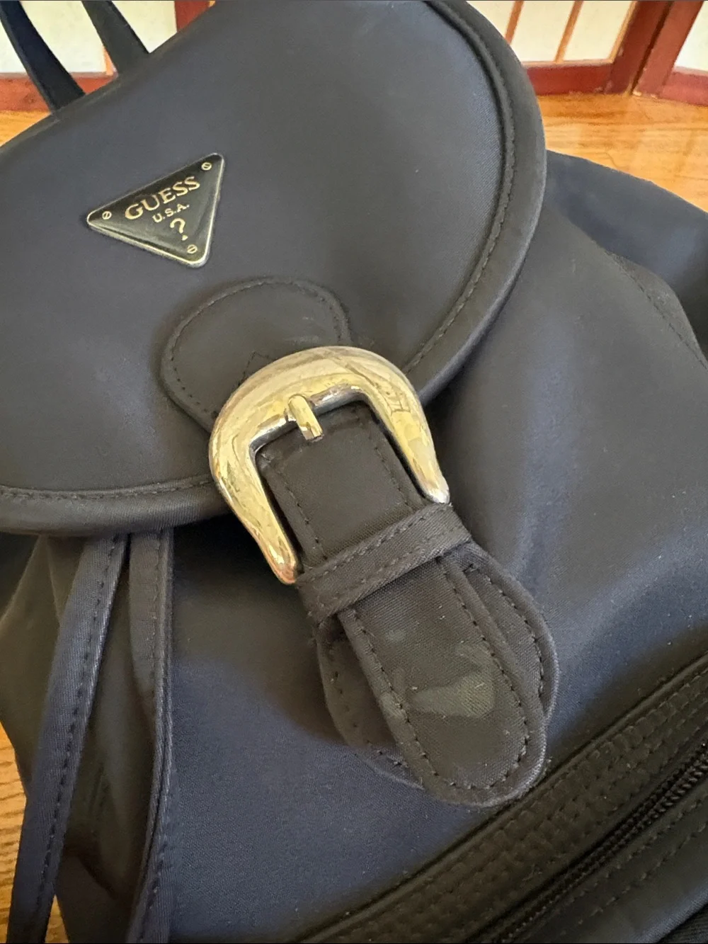 Vintage Guess Black Nylon Backpack Large