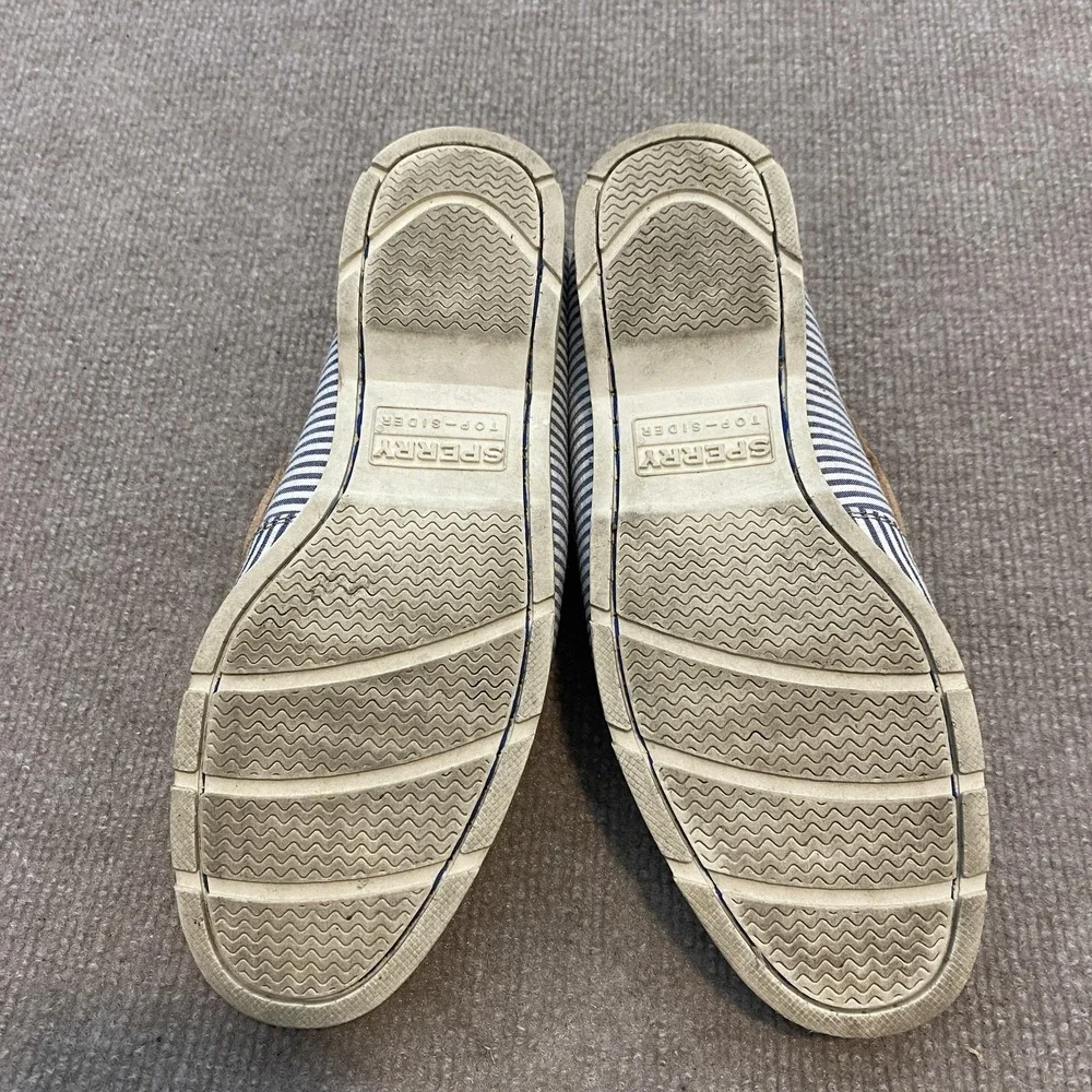 Sperry‎ Top-Sider Shoes Mens Size 8 Blue Striped Canvas Boat Casual STS22036
