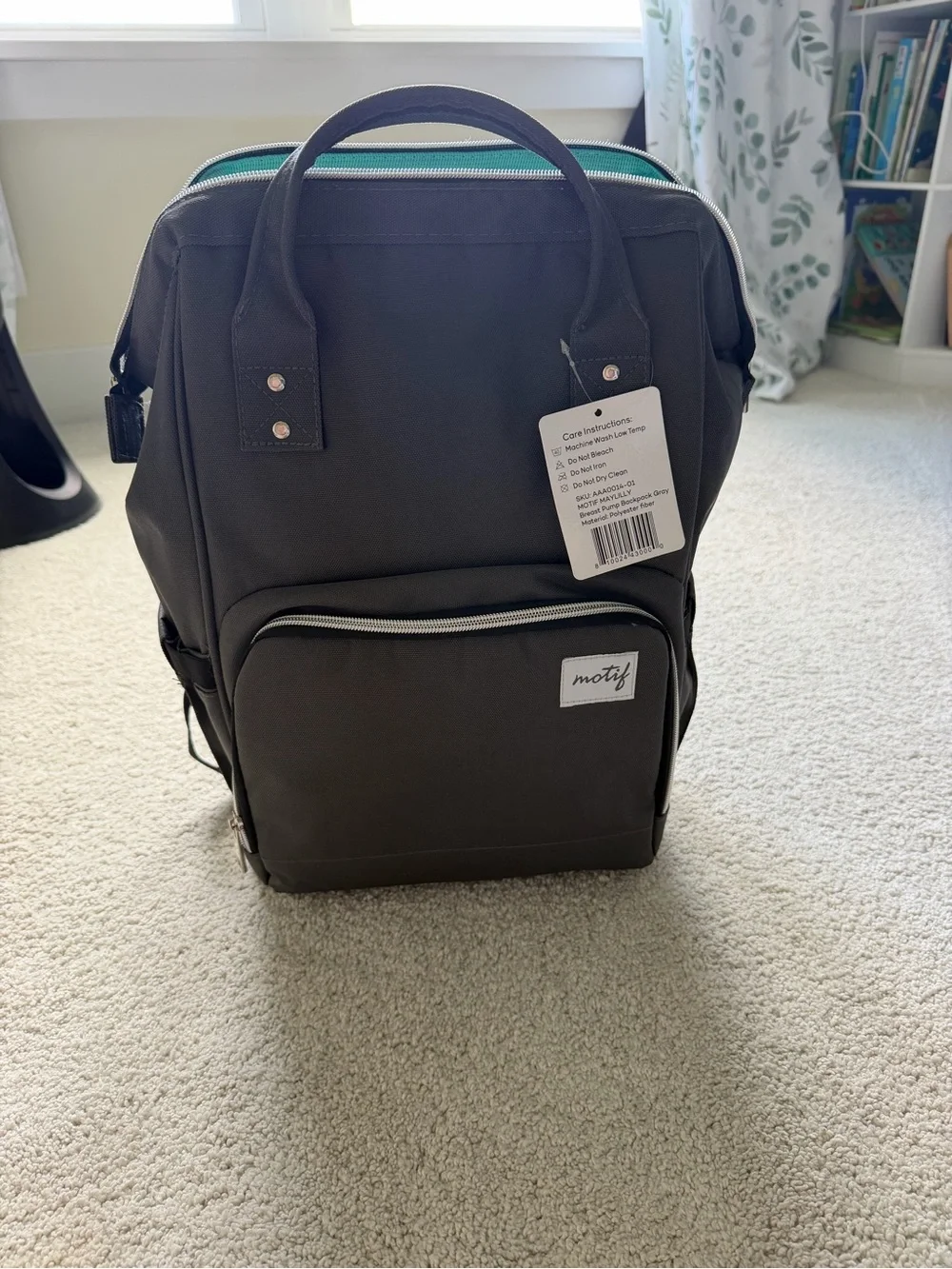 Motif Dark Gray Baby Bag Backpack - Versatile Diaper Bag