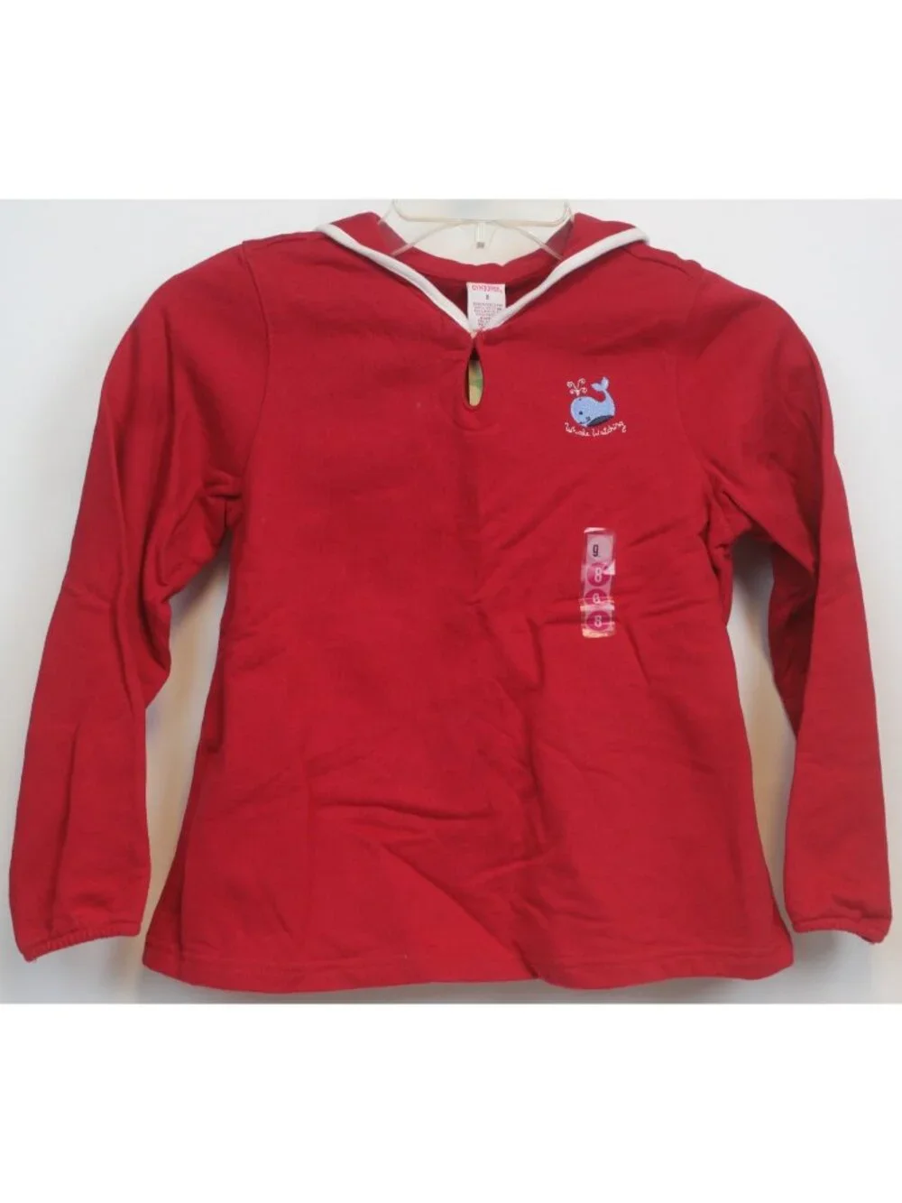 2003 Gymboree Whale Watching Red Long Shirt Sailor Collar sz 8 NOS Embroidered