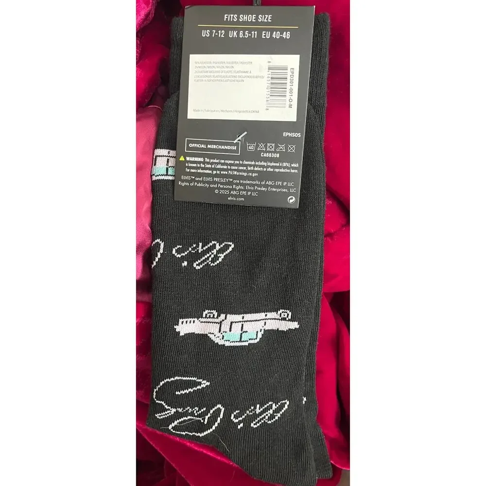Elvis Presley Official Merchandise black white blue car Crew Socks One Size NWT