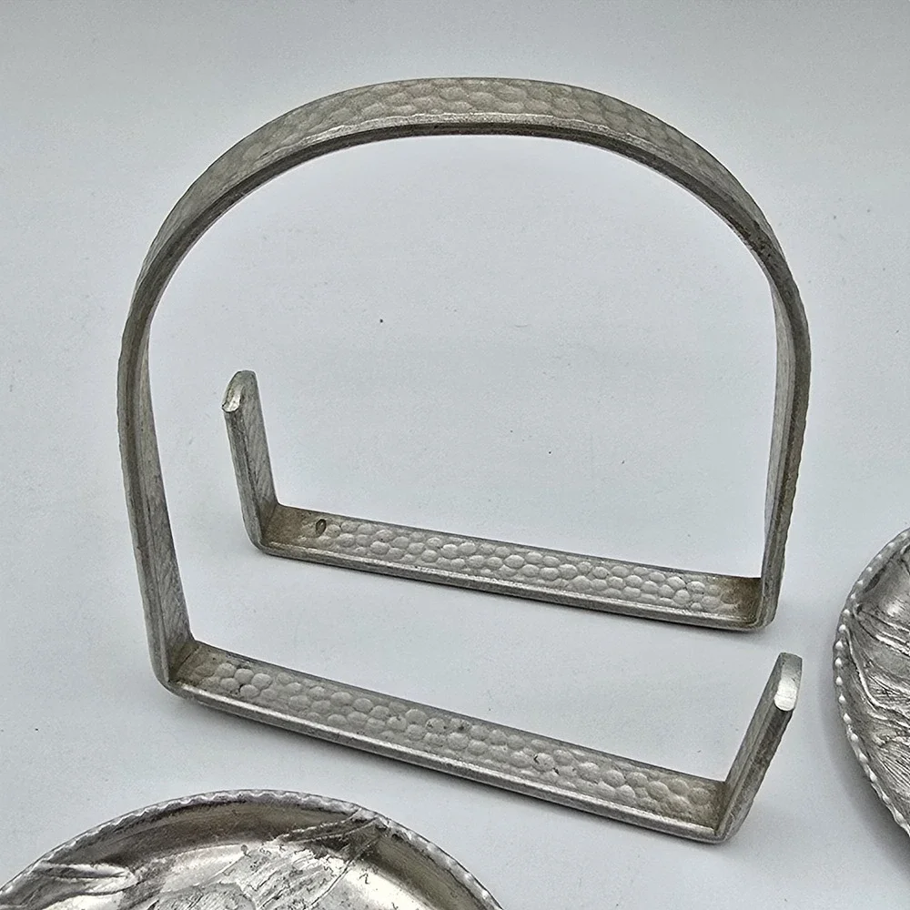 Vintage Hammered‎ Aluminum Coaster Set Tulip Floral Design 7 Pc Mcm Cottagecore
