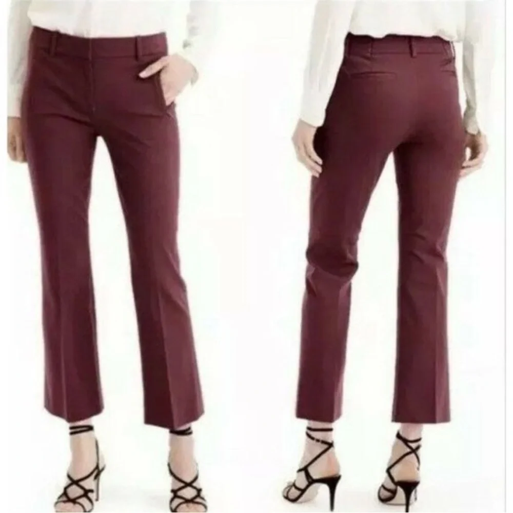 J. Crew Teddie Maroon Burgundy Cropped Stretch Work Business Casual Y2K Pants