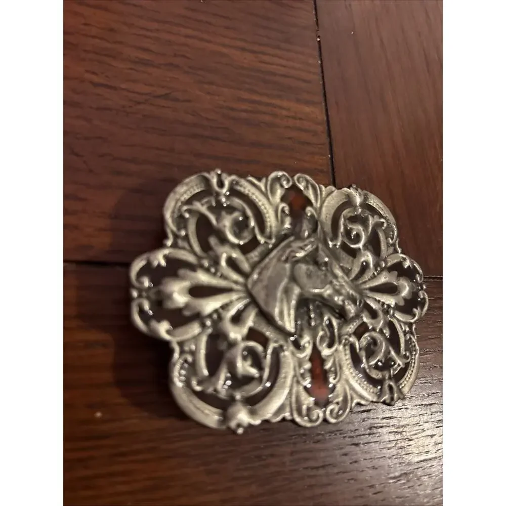 Vtg 1974 Bergamot Brass Works Horse Belt Buckle PEWTER Western