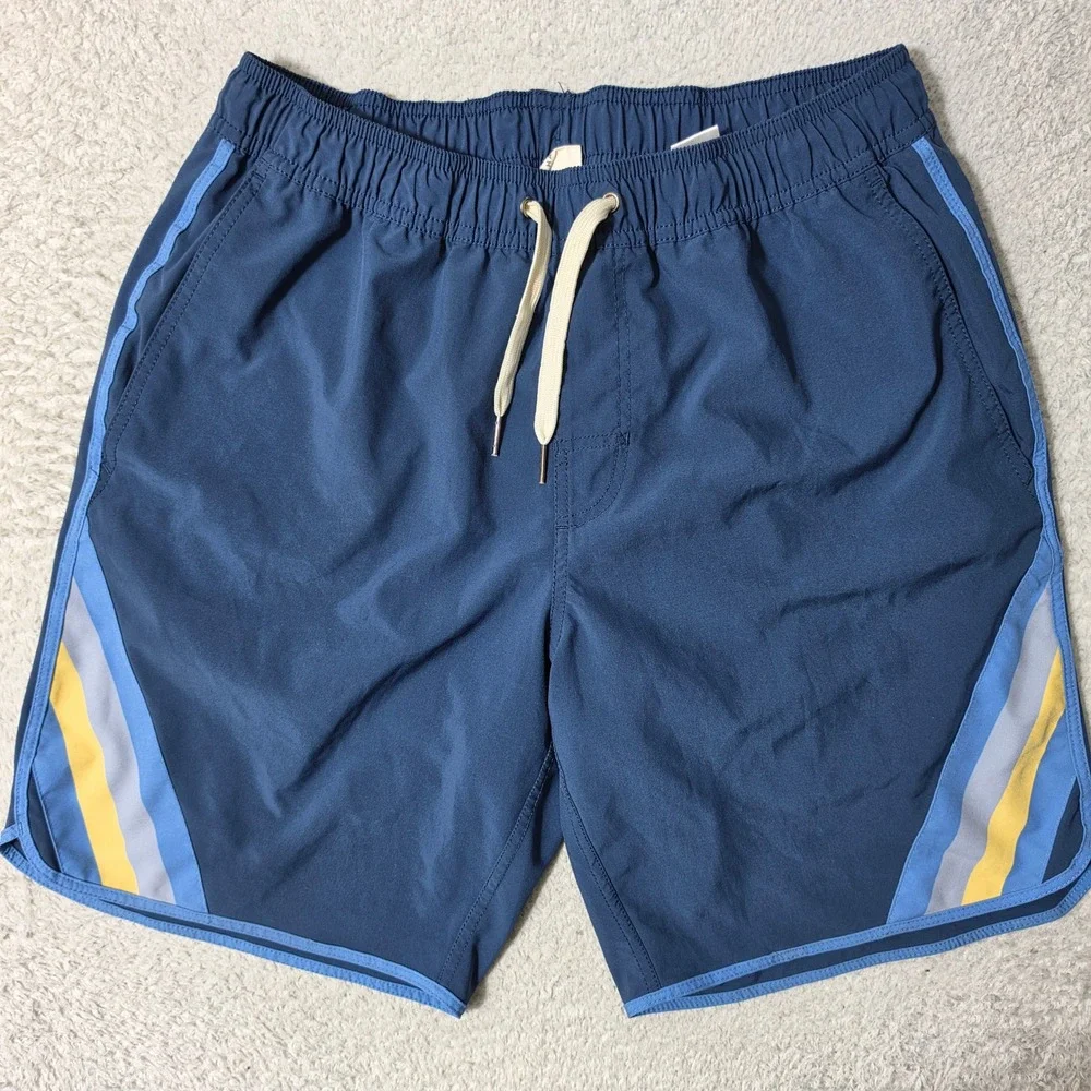 Fair Harbor Board Shorts Mens Sm Blue 28/8 Stretch Retro Stripe Swim Trunks