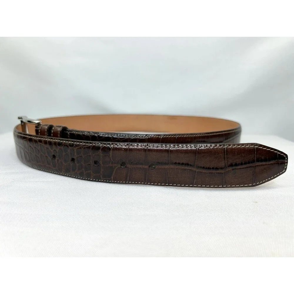 Martin Dingman Belt 36 Brown Alligator Grain Leather Handcrafted USA