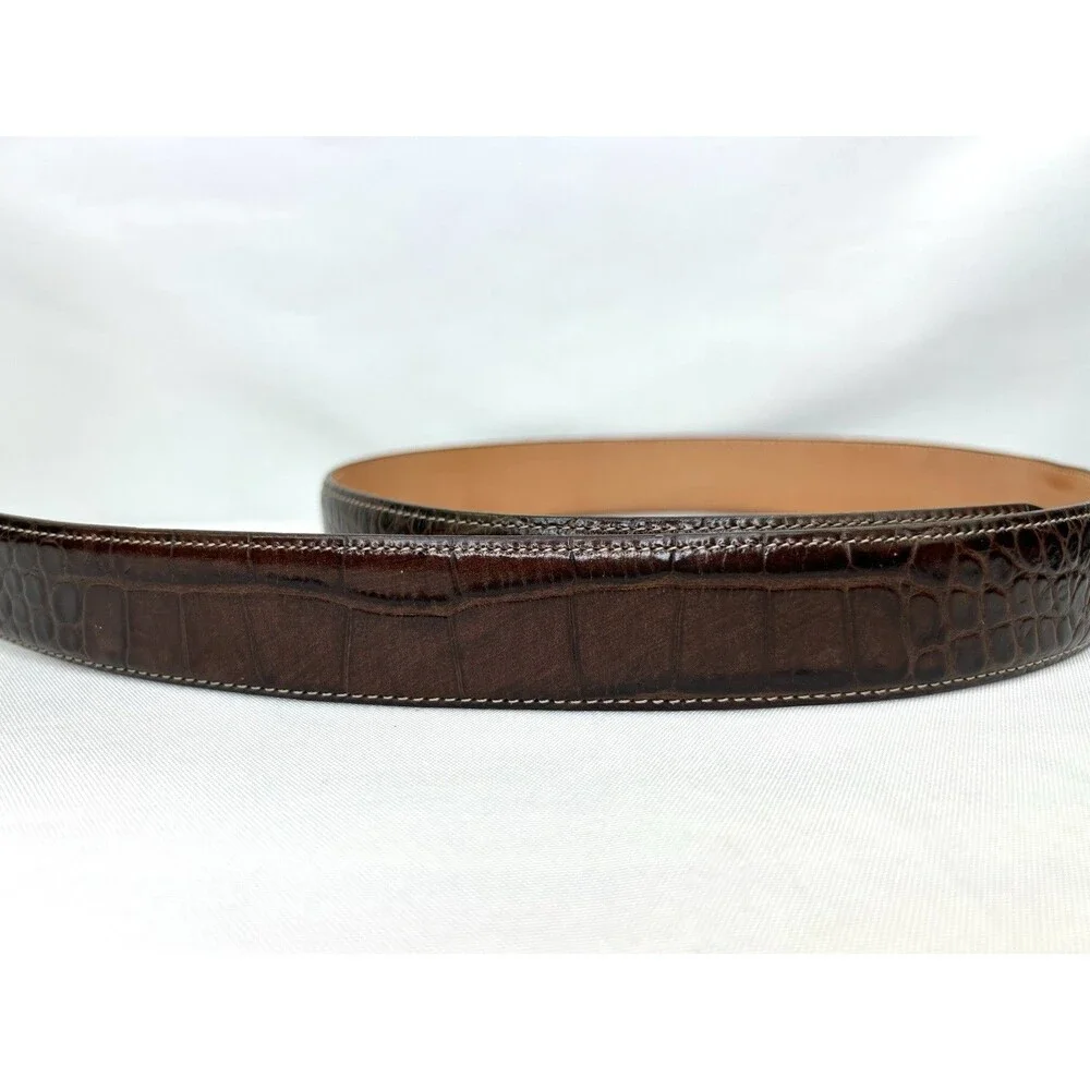 Martin Dingman Belt 36 Brown Alligator Grain Leather Handcrafted USA