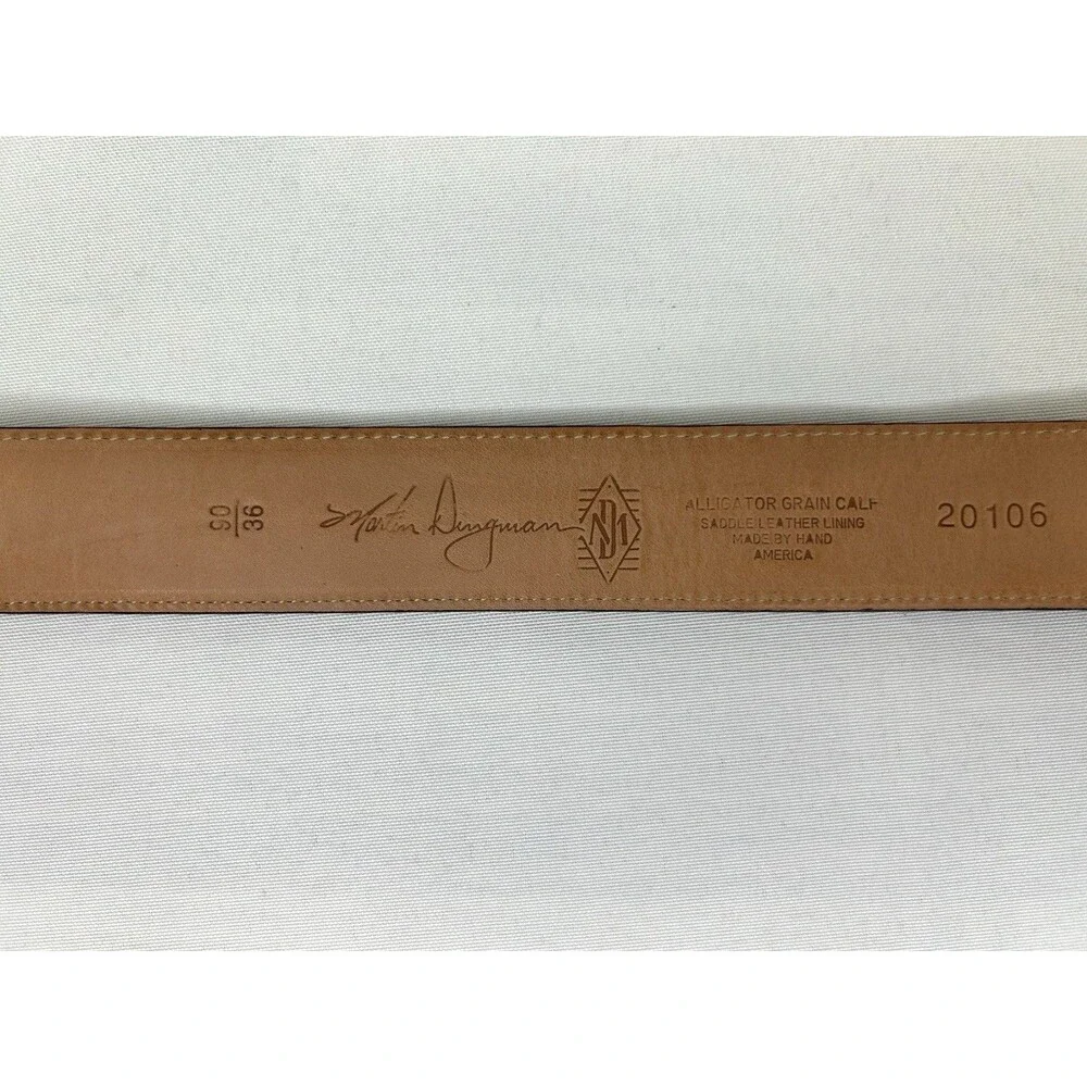 Martin Dingman Belt 36 Brown Alligator Grain Leather Handcrafted USA