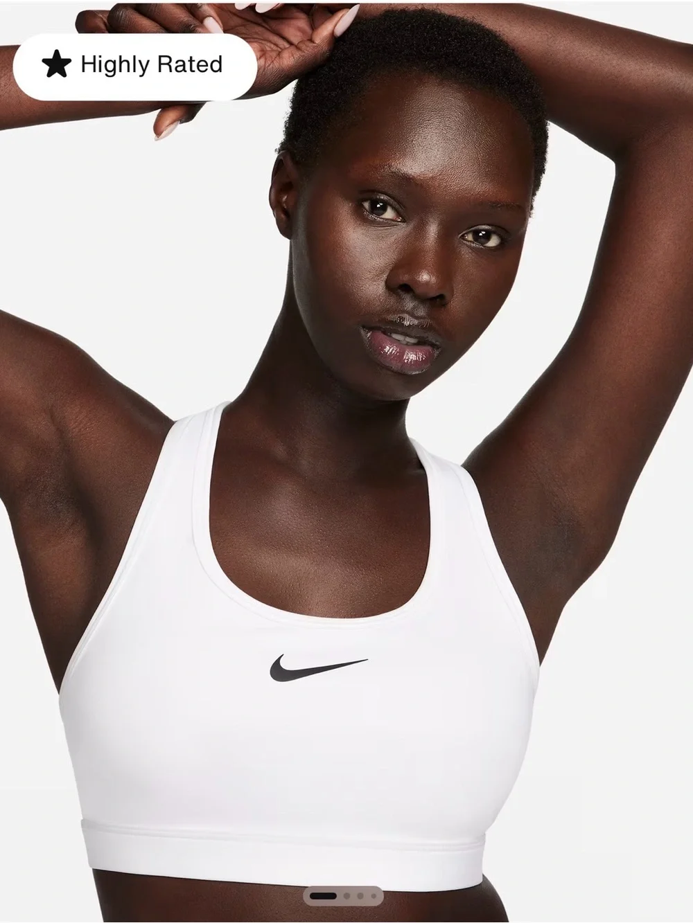NIKE Swoosh Supportive Racerback White Black Logo Sports Bra NEW NWT Size MEDIUM