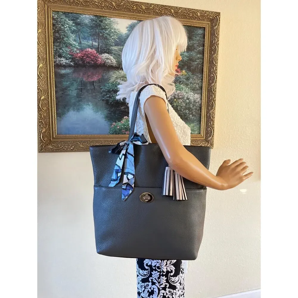 Coach large Legacy Dark gray pebble leather tote Shoulder bag 26477