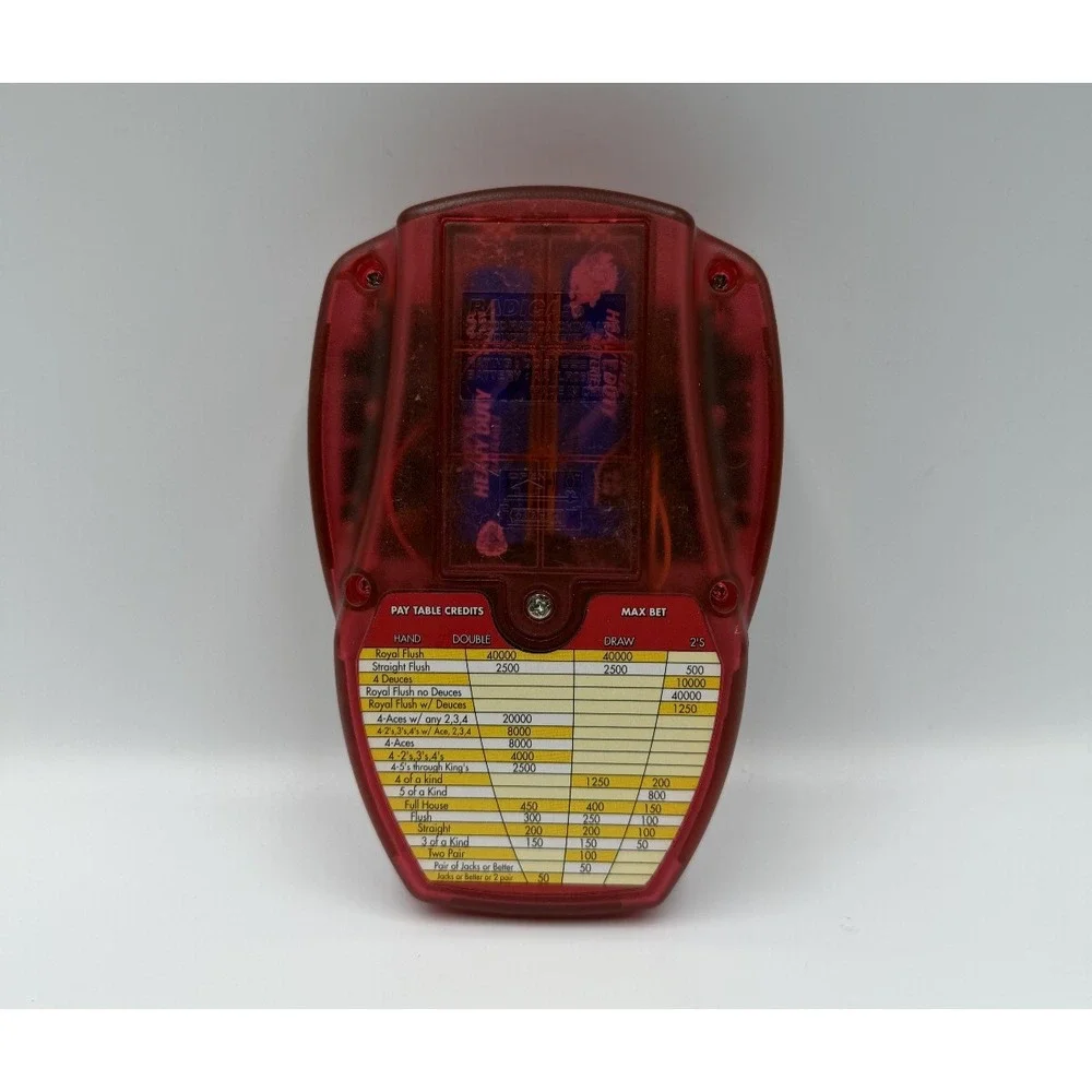 Radica Triple Play Poker Handheld Electronic Game Translucent Red Vintage 2000