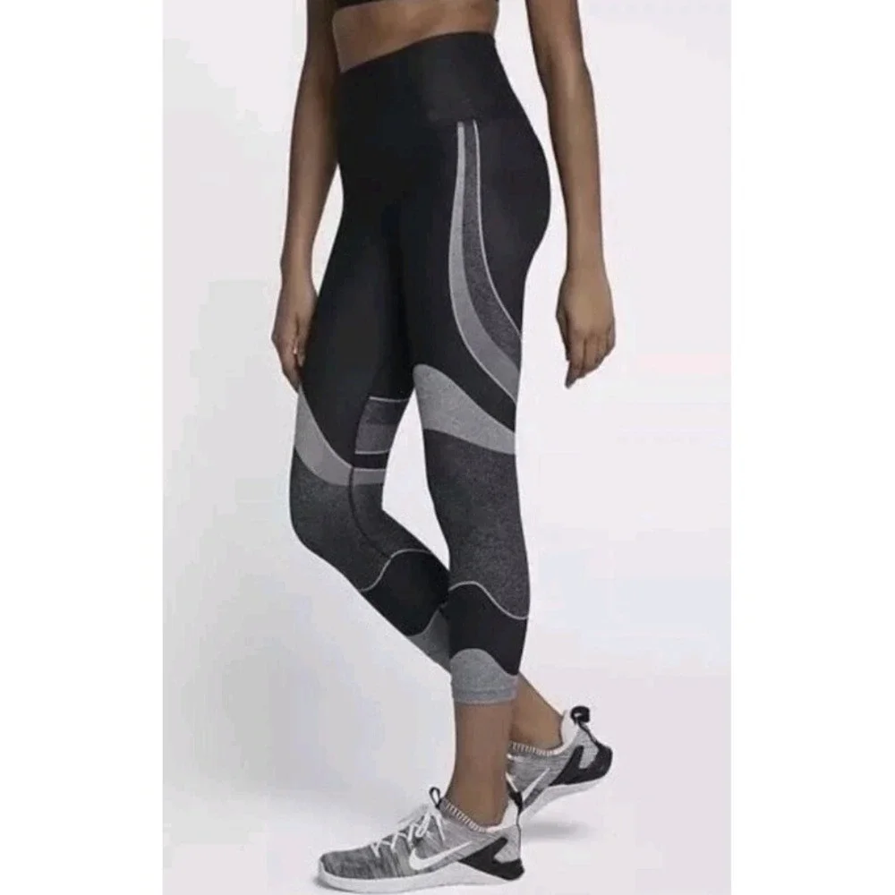 Nike Zonal Strength Sculpt Power Lux High‎ Rise Leggings Black Gray Sz XS Womans