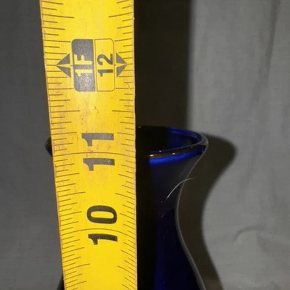 Yamato Japan Porcelain Cobalt Blue Cherry Blossoms Bird Floral Gold Rimmed Vase.