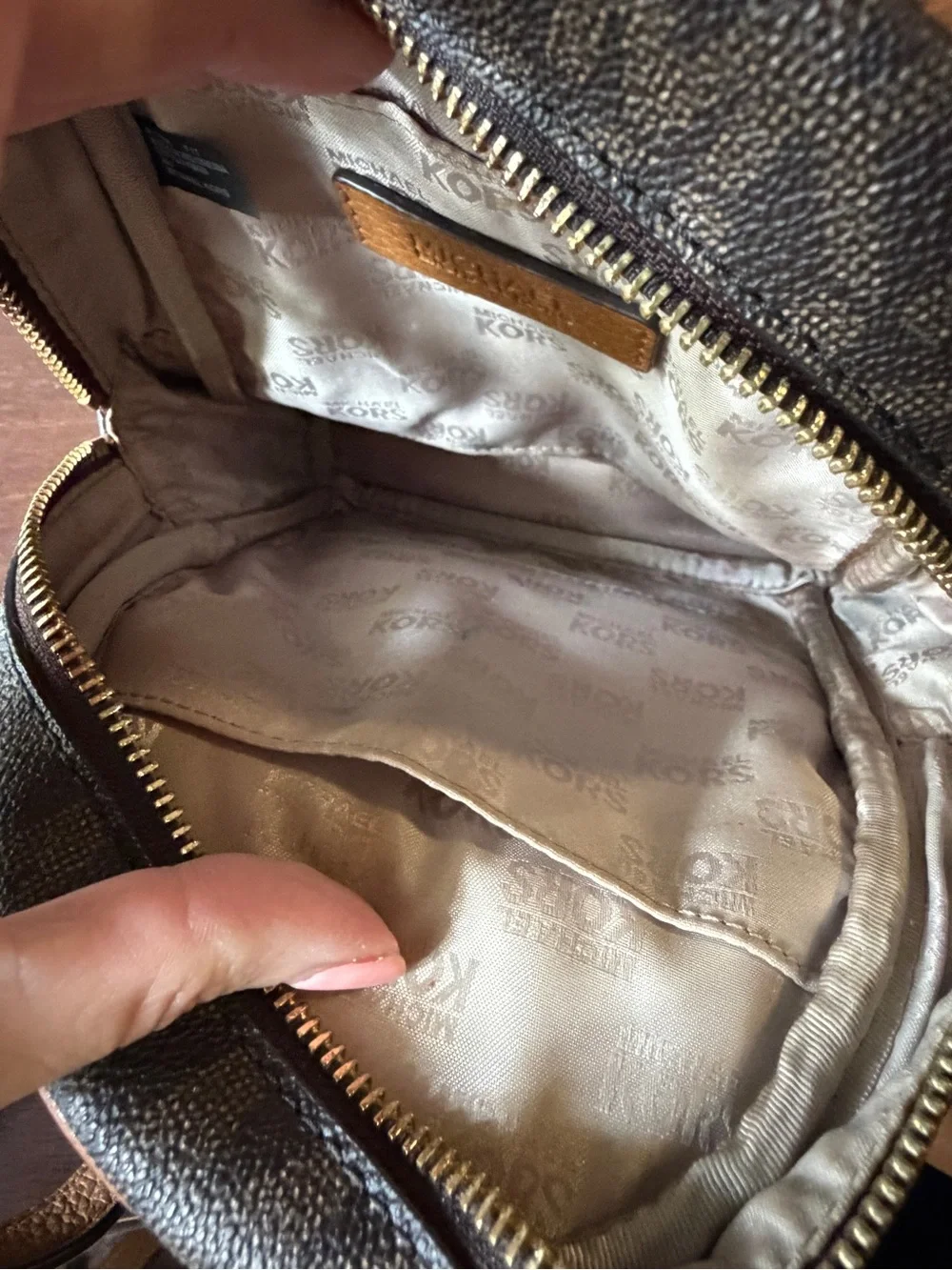 Michael Kors Brown and Tan Logo Mini Backpack