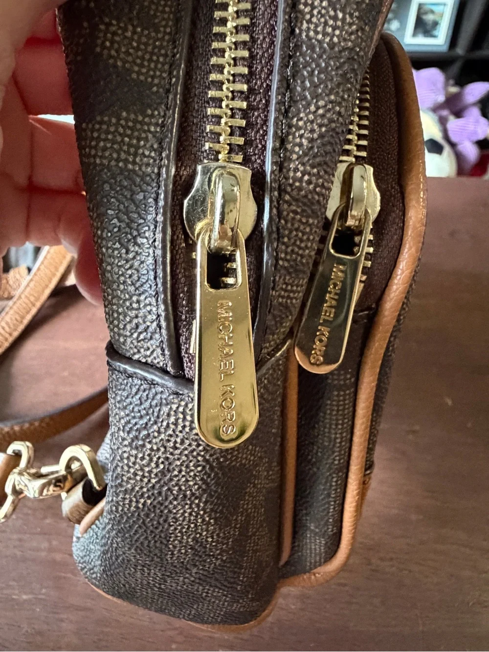 Michael Kors Brown and Tan Logo Mini Backpack