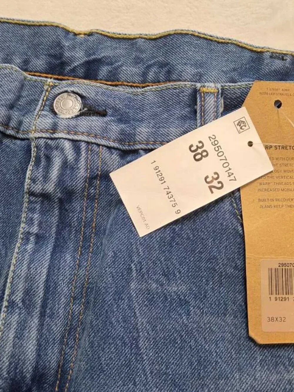 New 38x32 Levi's 502 regular Taper fit Warp Stretch jeans in Surrender denim